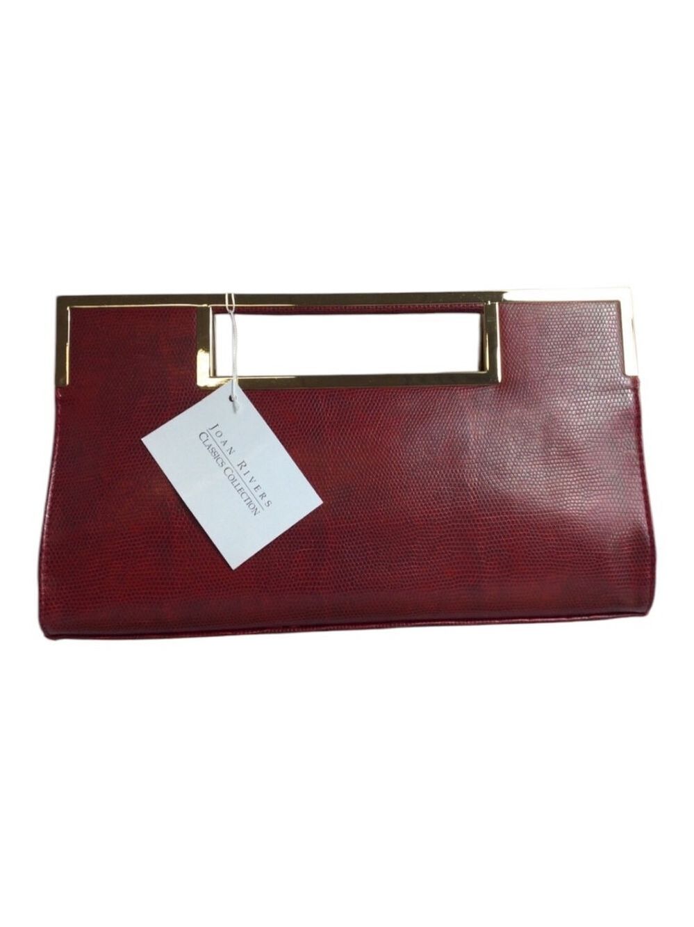 Joan Rivers Classics Collection Textured Clutch Red Gold NWT